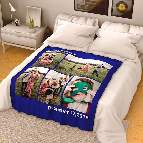 Custom Blankets Personalized Photo Blankets Custom Collage Blankets with 5 Photos PW511