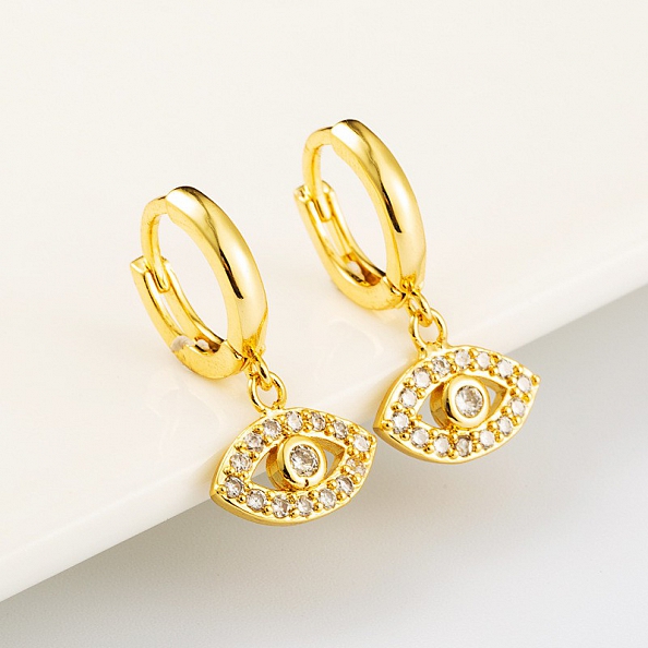 Plated gold eye earrings PWB053