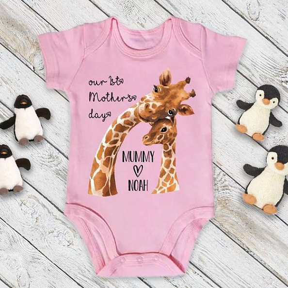 Custom Giraffe Mother's Day Baby Onesies PW152
