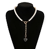 Black heart charm pendant necklace PW941