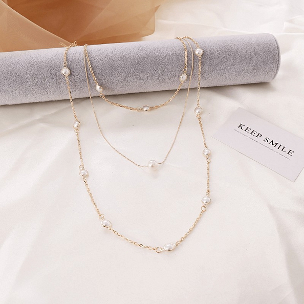 Multilayer Pearl Clavicle Necklace PWB015