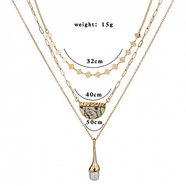 Multi-Layer Abalone Shell Pendant Necklace PW935