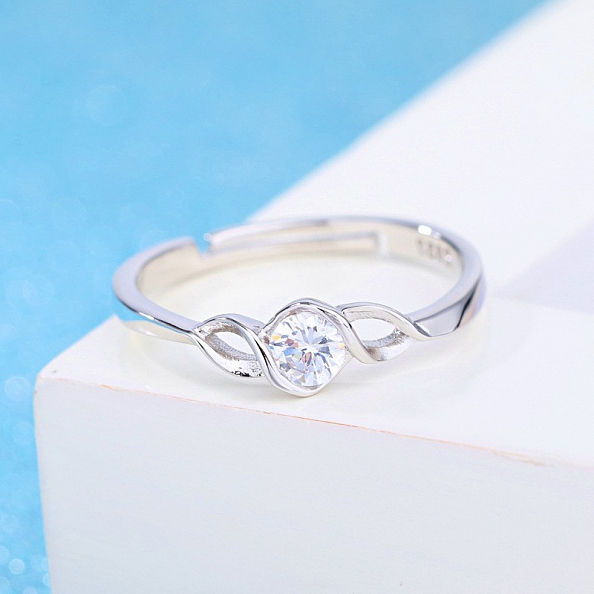 Interwined Heart Silver Ring PWB502