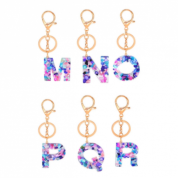Sparkly Glitter A-Z Letter Initial Keychain PW893