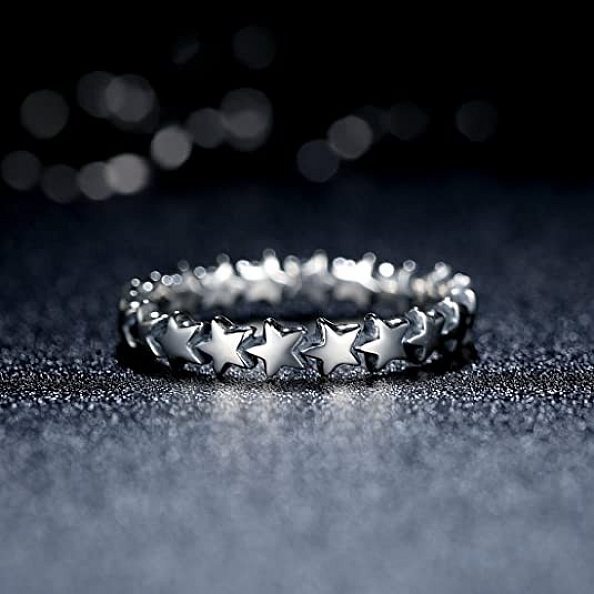 925 Sterling Silver Stars Ring PWB255