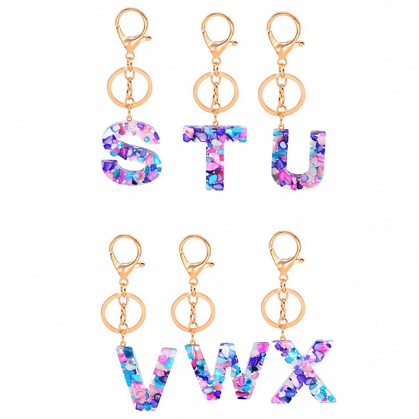 Sparkly Glitter A-Z Letter Initial Keychain PW893