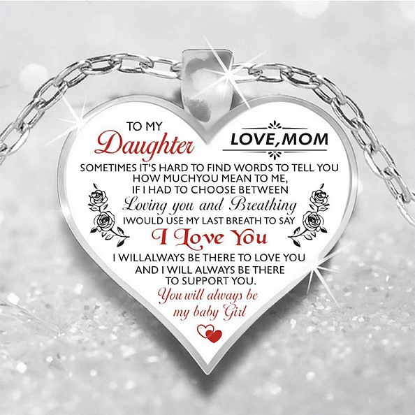 To My Daughter Love Mom Heart Necklace PW832