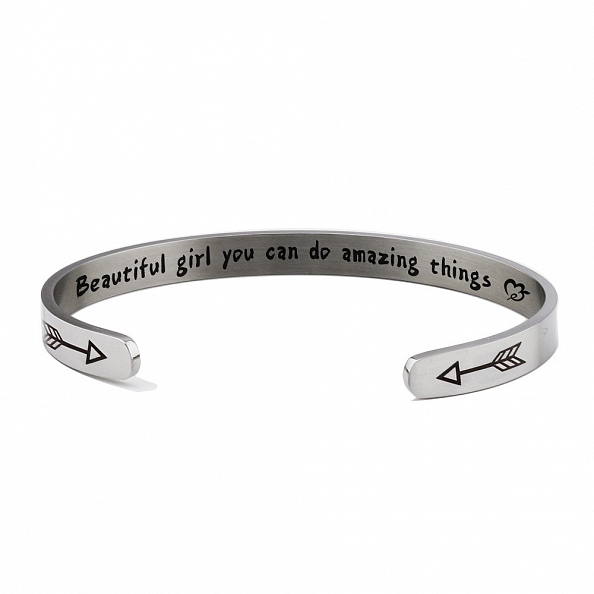 Beautiful Girl You Can Do Amazing Things Inspirational Bangle PWB395