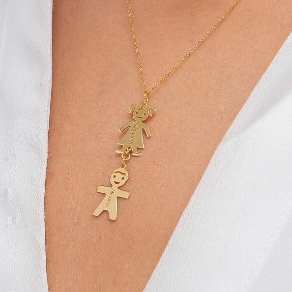 Vertical Mother’s Necklace With Kids PW831