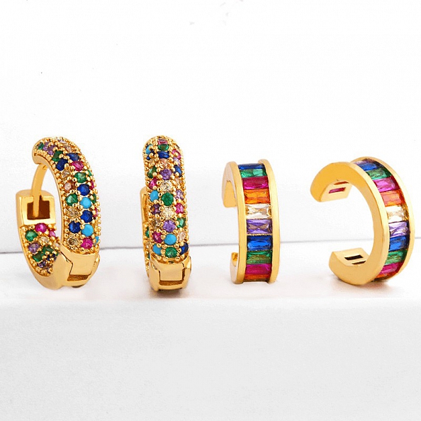 Colorful Zircon Hoop Earrings PWB091