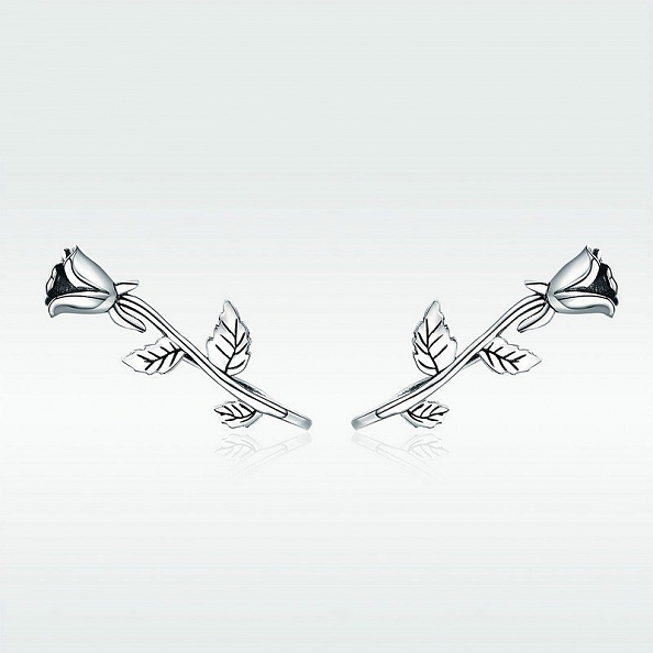 Sterling Silver Rose Stud Earrings PWB542