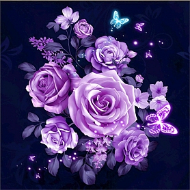 Partial Round Drill 5D Diamond Painting Kit-purple roses PW543