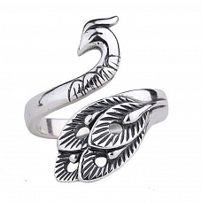 Silver Peacock Charm Ring PWB533