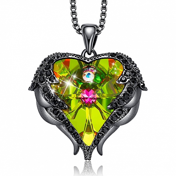 Angel Wings Heart Pendant Swarovski Necklace PW870