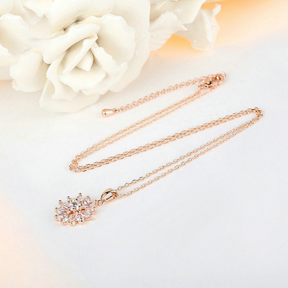 Sparkly Snowflake Pendant Necklace PWB335