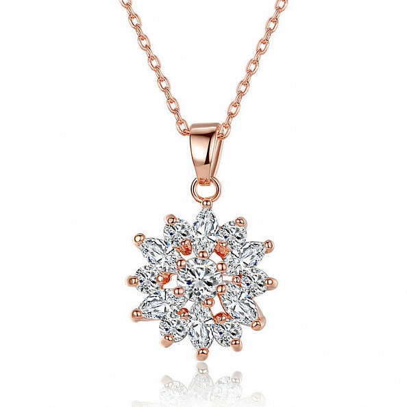 Sparkly Snowflake Pendant Necklace PWB335