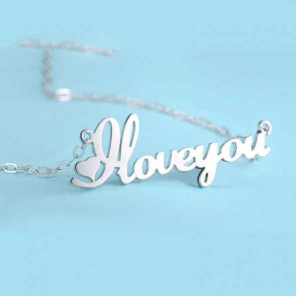 Silver Script Name Necklace PW056