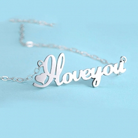 Custom Silver Script Name Necklace PW056