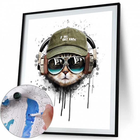 DIY Paint By Numbers Kit(40x50cm) -Headphone Cat PW782