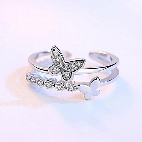 Layered Crystal Butterfly Ring PWB489