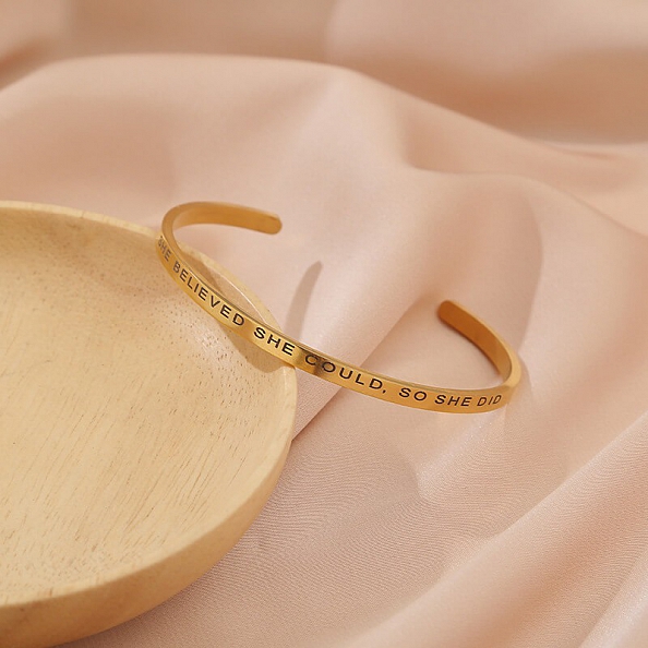 SHE BELIEVED SHE COULD SO SHE DID Inspirational Bangle PWB394