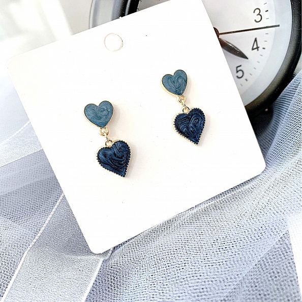 Blue Swirl Heart Earrings PWB537
