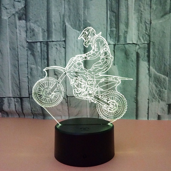 3D Motorcycle Illusion Lamp Gift 7/16 Colors PW554