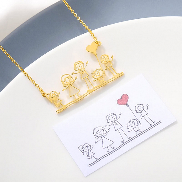 Custom Kids Drawing Necklace PW876