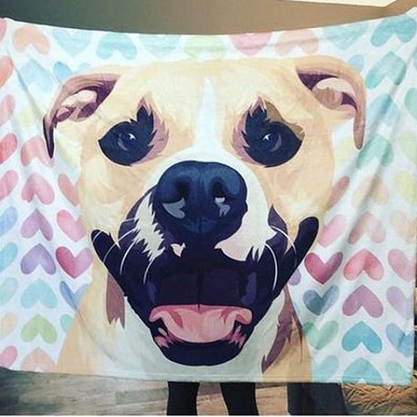 Custom Dog Blankets Personalized Pet Photo Blankets Painted Art Portrait Fleece Blanket PW005