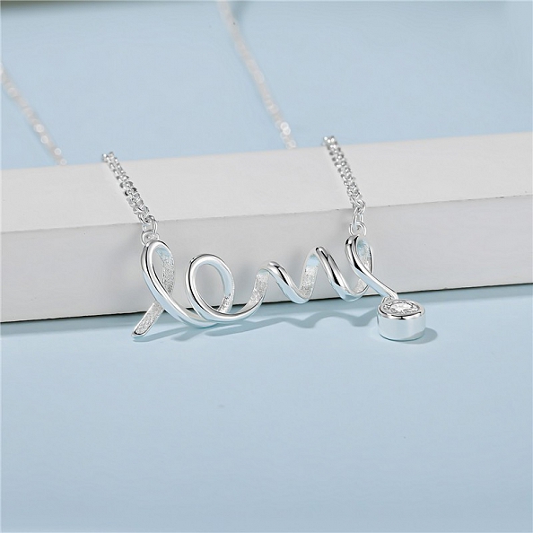S925 Sterling Silver Love Necklace For Wife PWB349