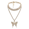 2Pcs Sparking Crystal Pave Butterfly Pendant Necklace PW936