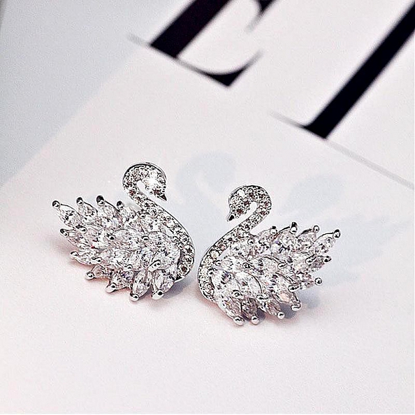 Crystal Swan Earrings PWB538