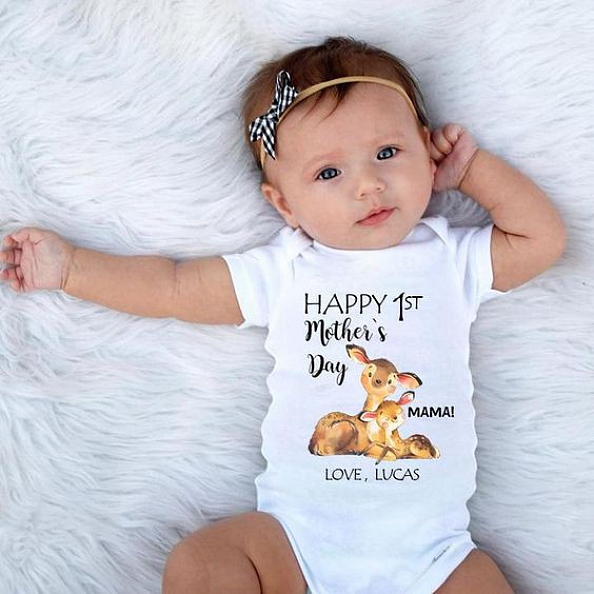 Custom Rabbit Mother's Day Baby Bodysuits PW149