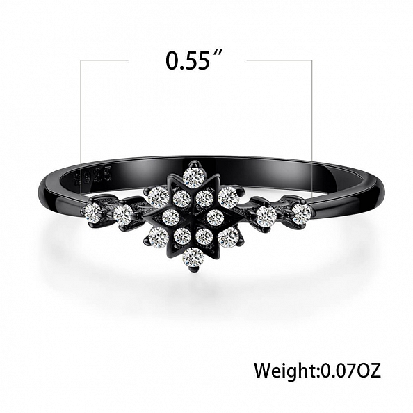 S925 Sterling Silver Snowflake Ring PWB241