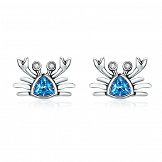 Cute Blue Crab Stud Earrings PWB444