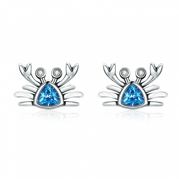Cute Blue Crab Stud Earrings PWB444