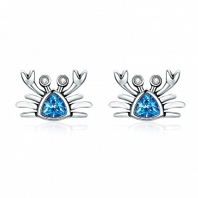 Cute Blue Crab Stud Earrings PWB444