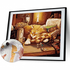 Diy paint by numbers-Sleeping Cat PW643
