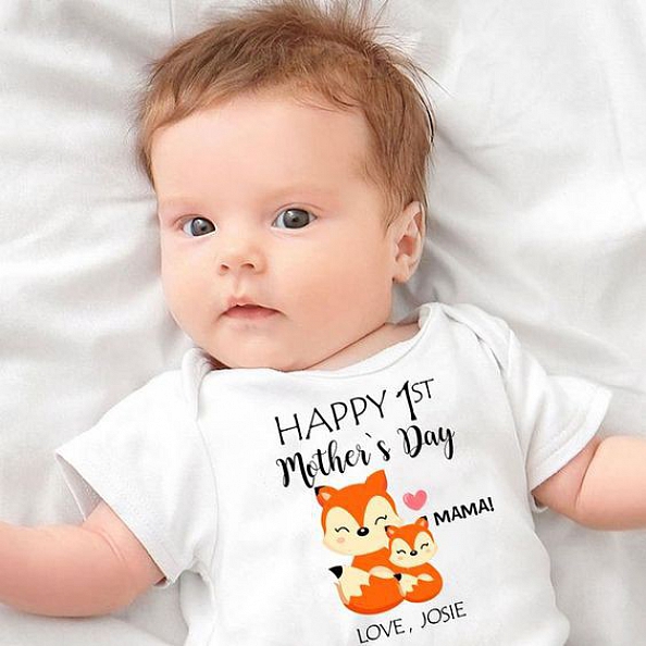 Custom Fox Mother's Day Baby Bodysuits PW150