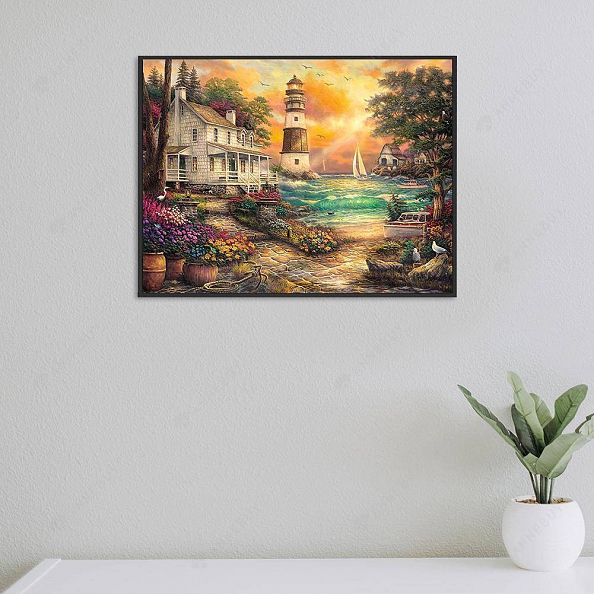  DIY Full Round Drill Diamond Painting - Seaside villa PW703