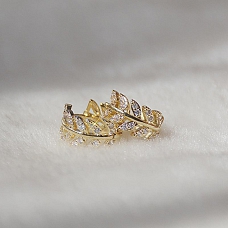 Crystal Leaf Hoop Earrings PWB547