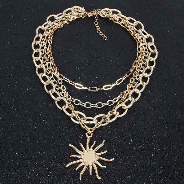 Multi Layer Sun Pendant Necklace PWB119
