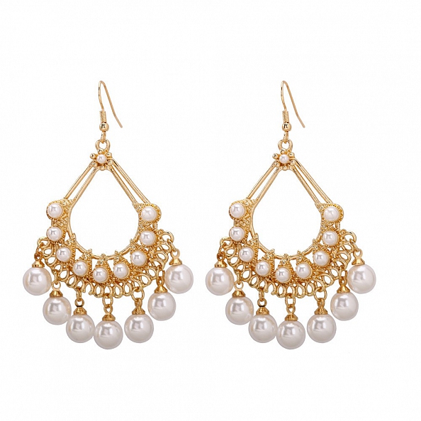 Classic Geometric Pearl Pendant Earrings PWB032