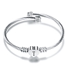Heart Charm Bangle With Initial Alphabet PW880