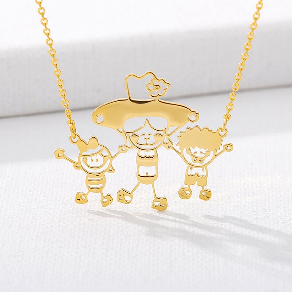 Custom Kids Drawing Necklace PW876