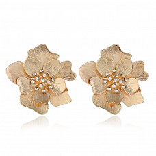 Gold Peony Stud Earrings PWB278