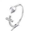 FAITH OVER FEAR CROSS & HEART RING PWB416