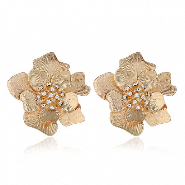 Gold Peony Stud Earrings PWB278