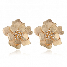 Gold Peony Stud Earrings PWB278