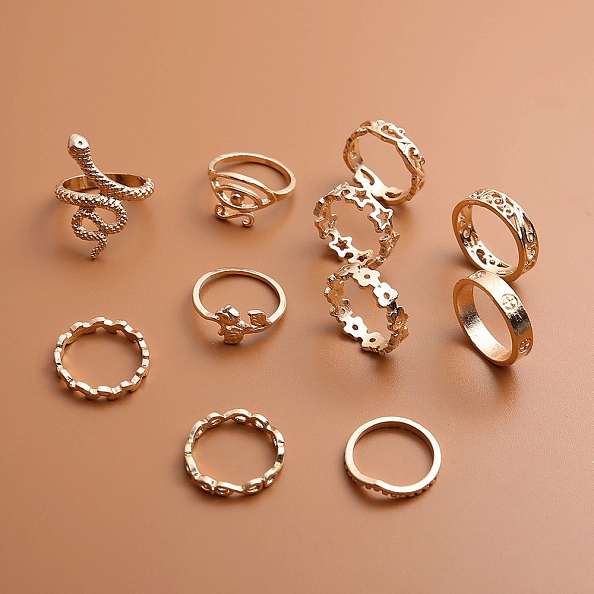 Bohemian vintage geometric snake ring set PWB114